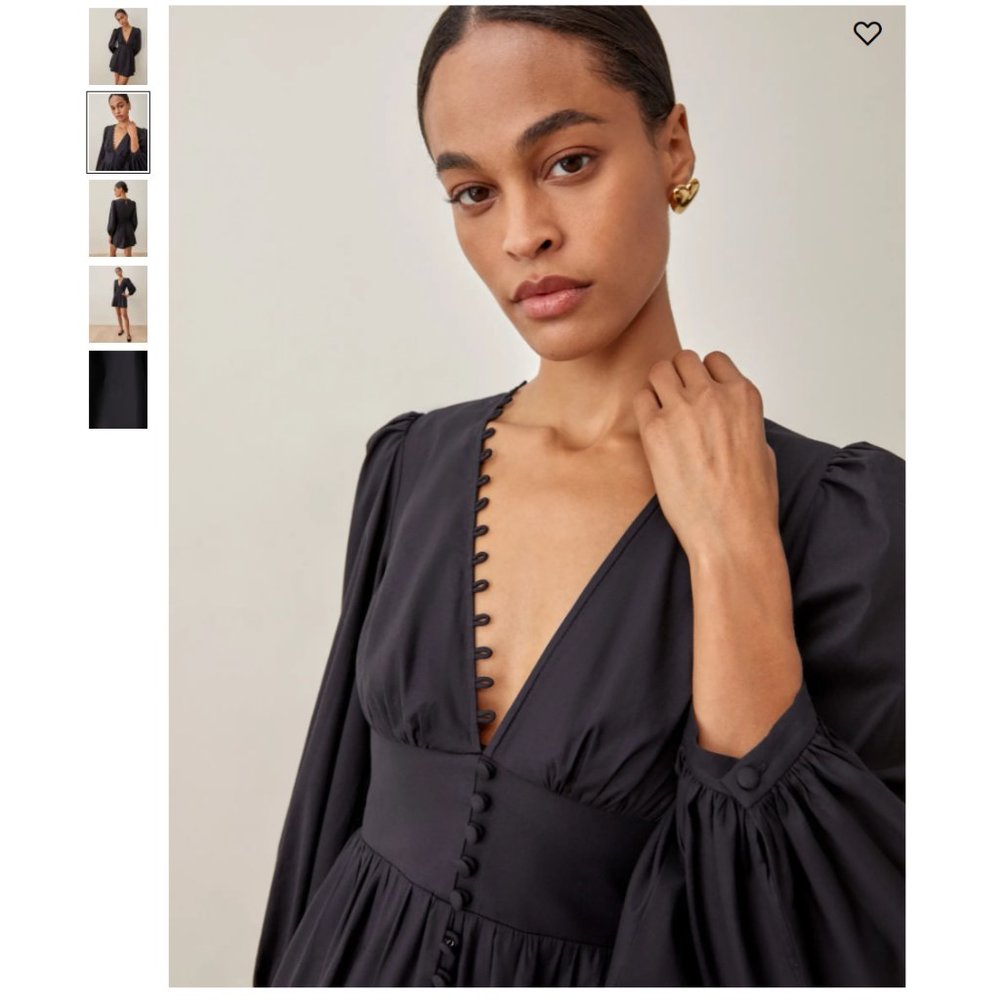 Reformation Caitie Dress - Black. Size 6.